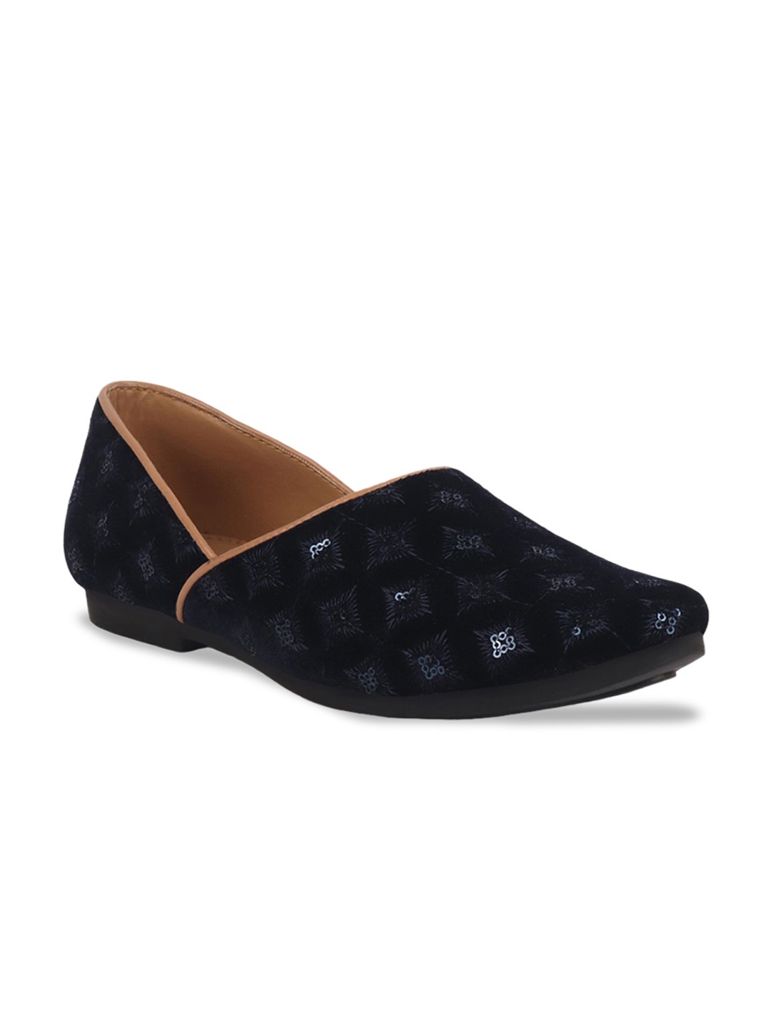 

FAUSTO Men Embellished Canvas Mojaris, Black
