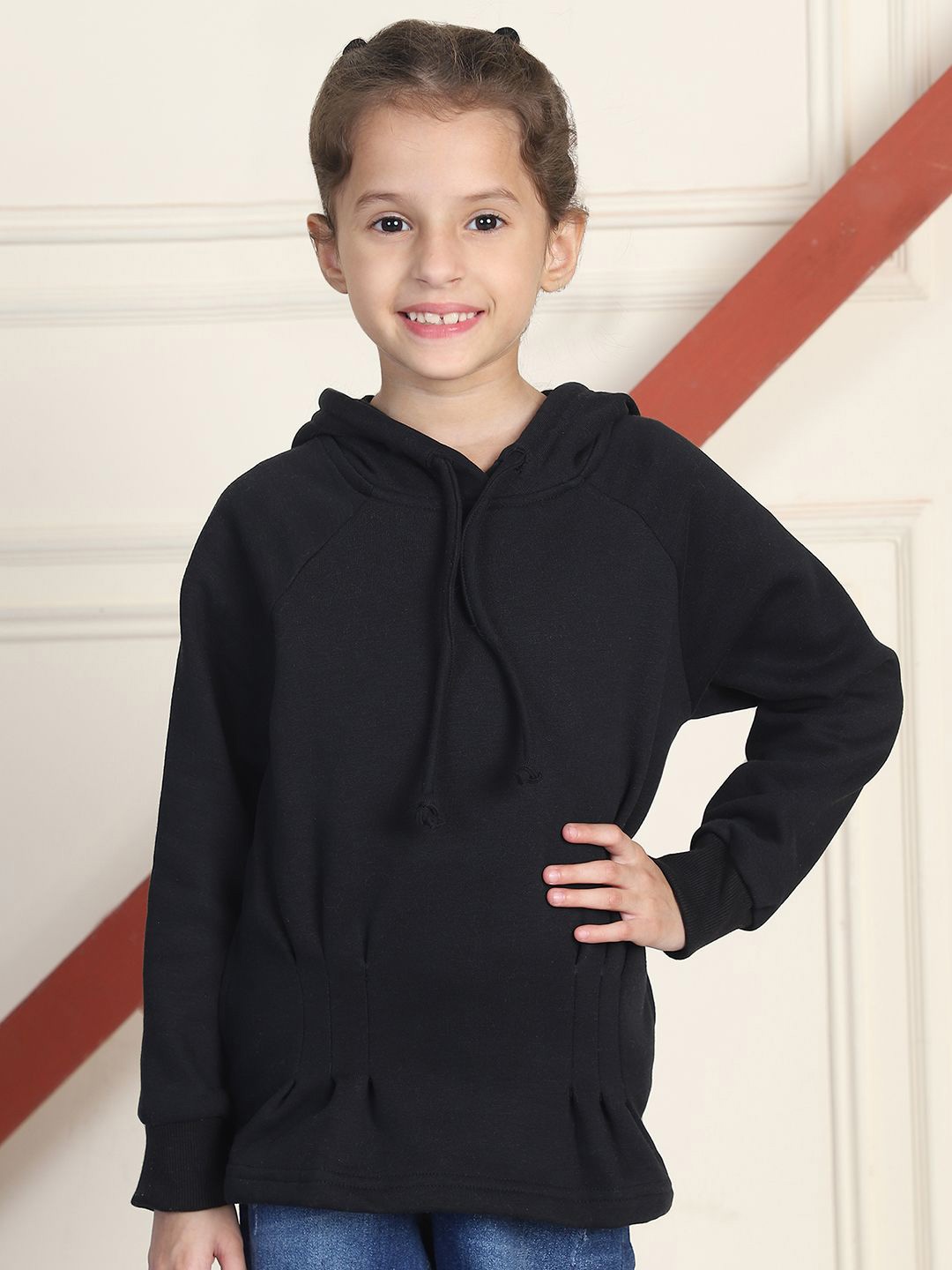 

MINI & MING Girls Long Sleeves Hooded Sweatshirt, Black