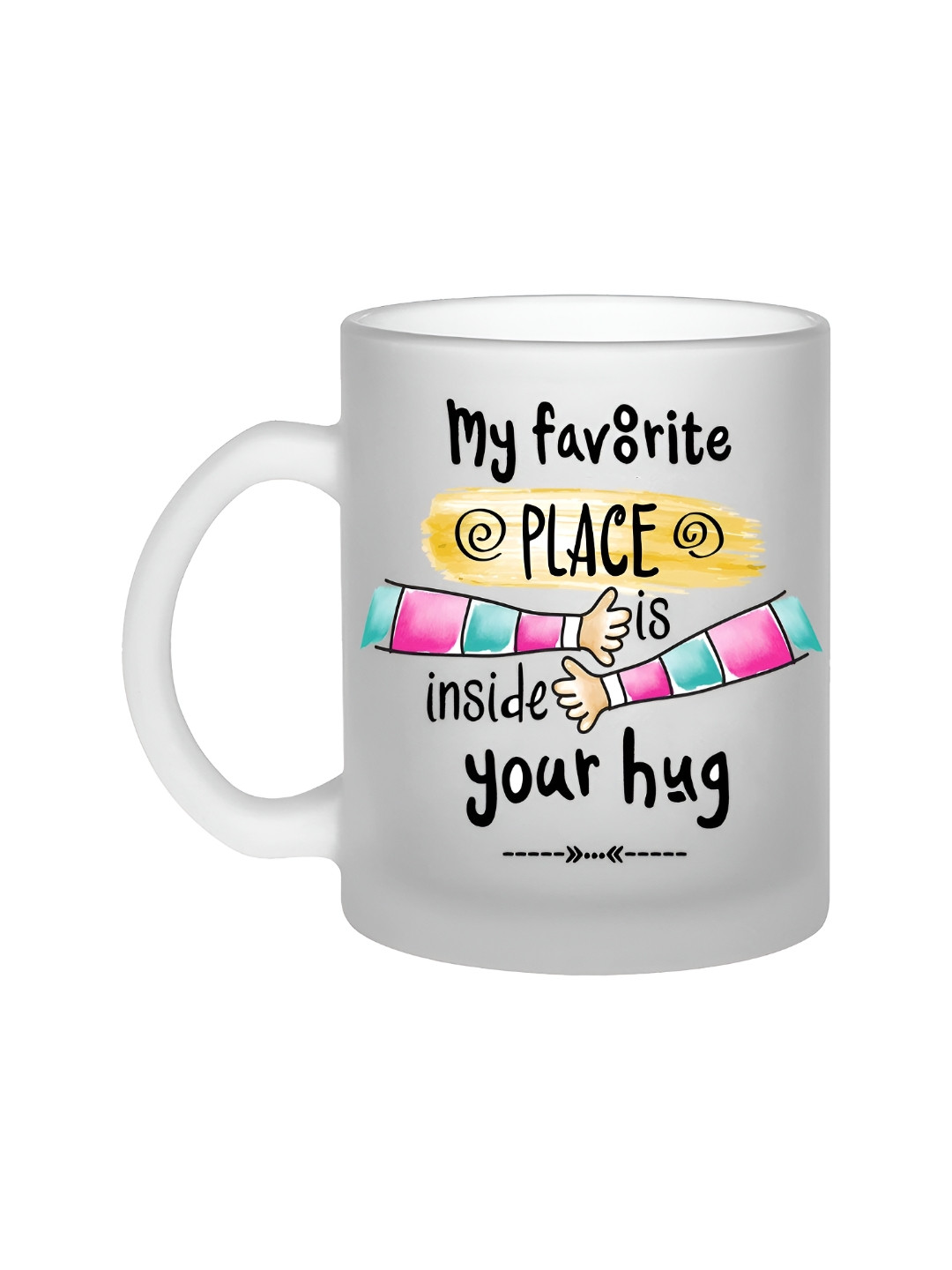 

SUBLIKRAFT White & Black Printed Dishwasher Safe Glass Glossy Cup