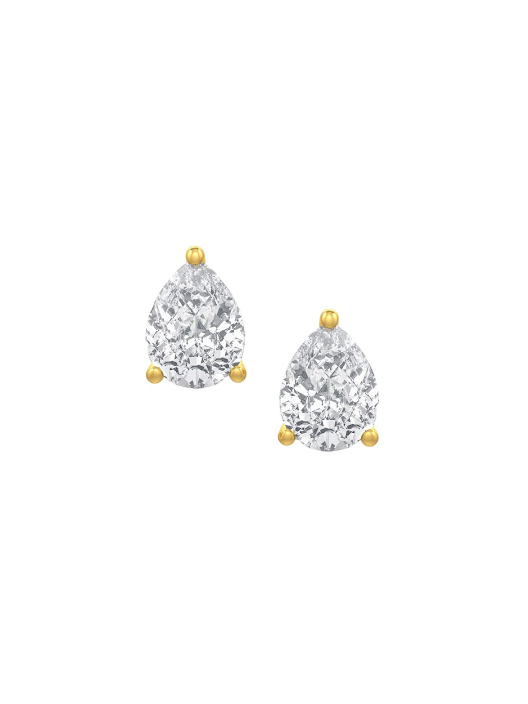 

MISS JO 92.5 Sterling Silver Gold Plated Solitaire CZ Studded Studs Earrings