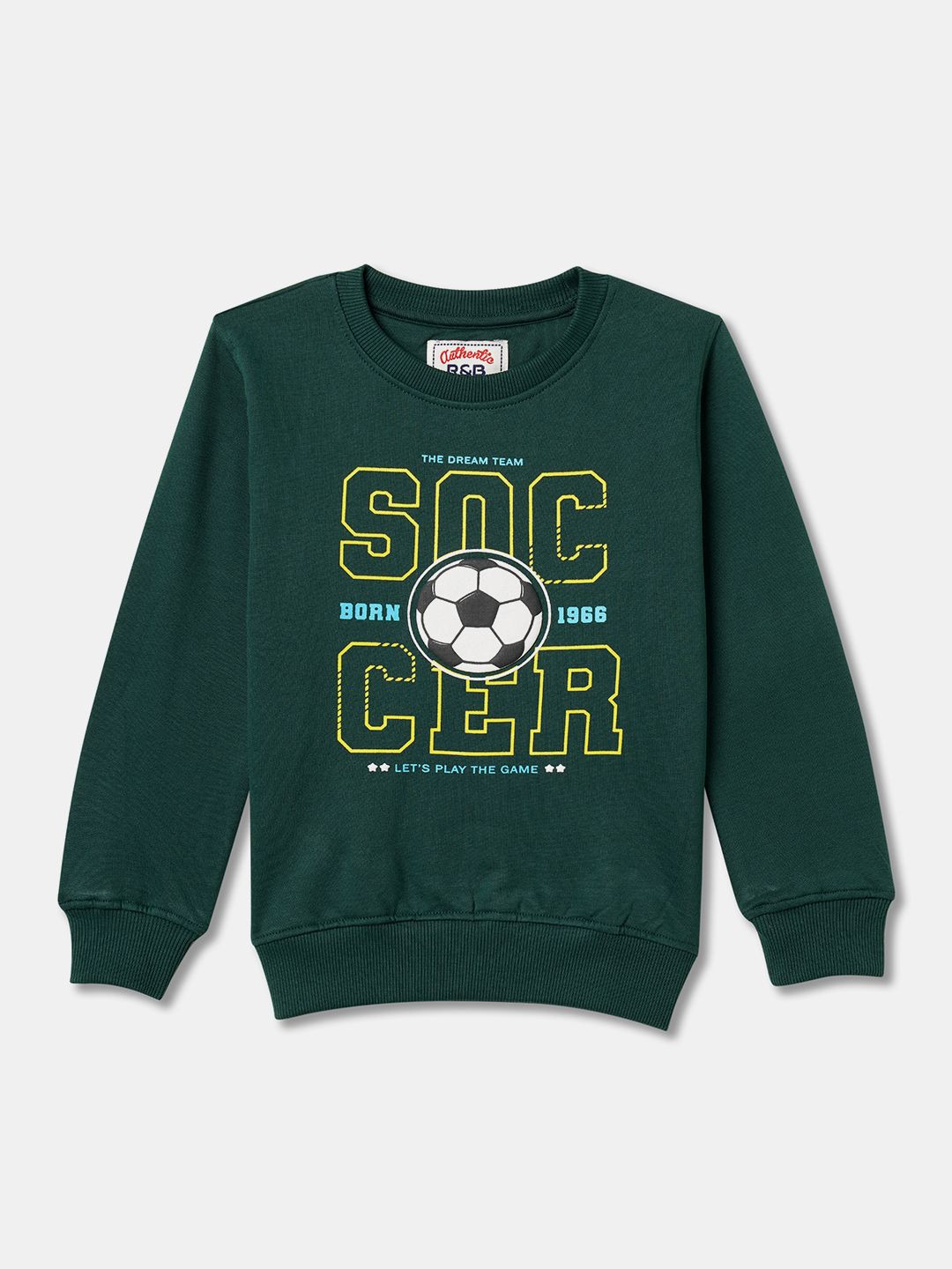 

R&B Boys Printed Round Neck Long Sleeves Sweatshirt, Green