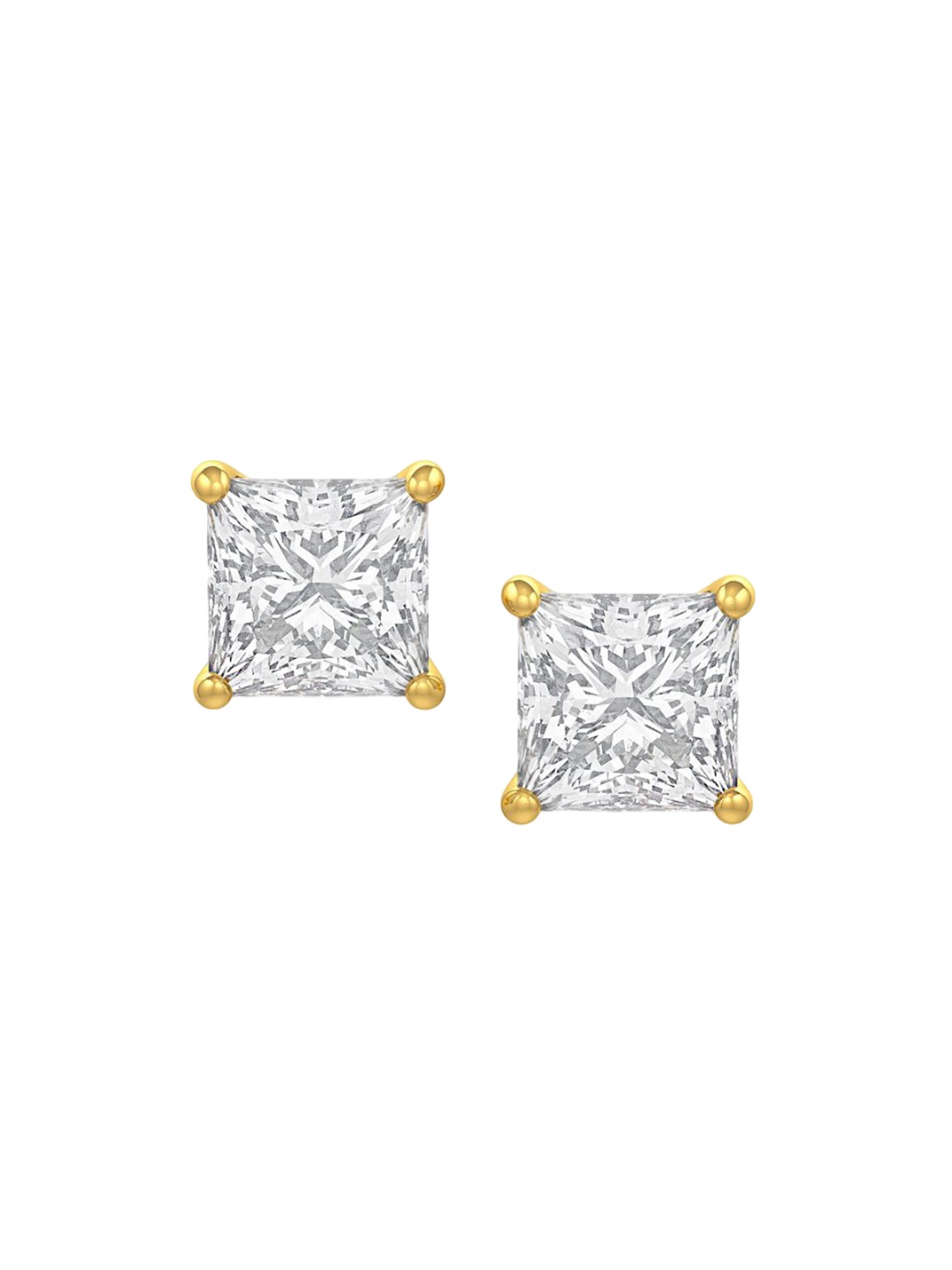 

MISS JO Sterling Silver Gold Plated Cubic Zirconia Studded Square Shaped Studs