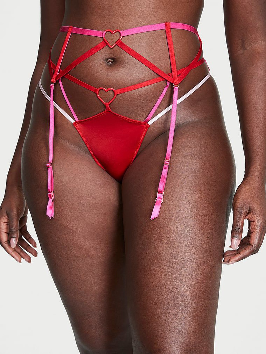 

Victoria's Secret Women Garter Belt Cage High-Rise Basic Briefs, Red