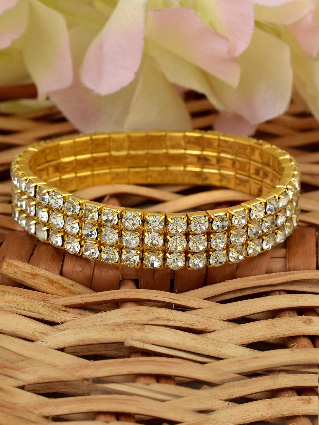 

MEMOIR Unisex Gold-Plated Cubic Zirconia Elasticated Bracelet