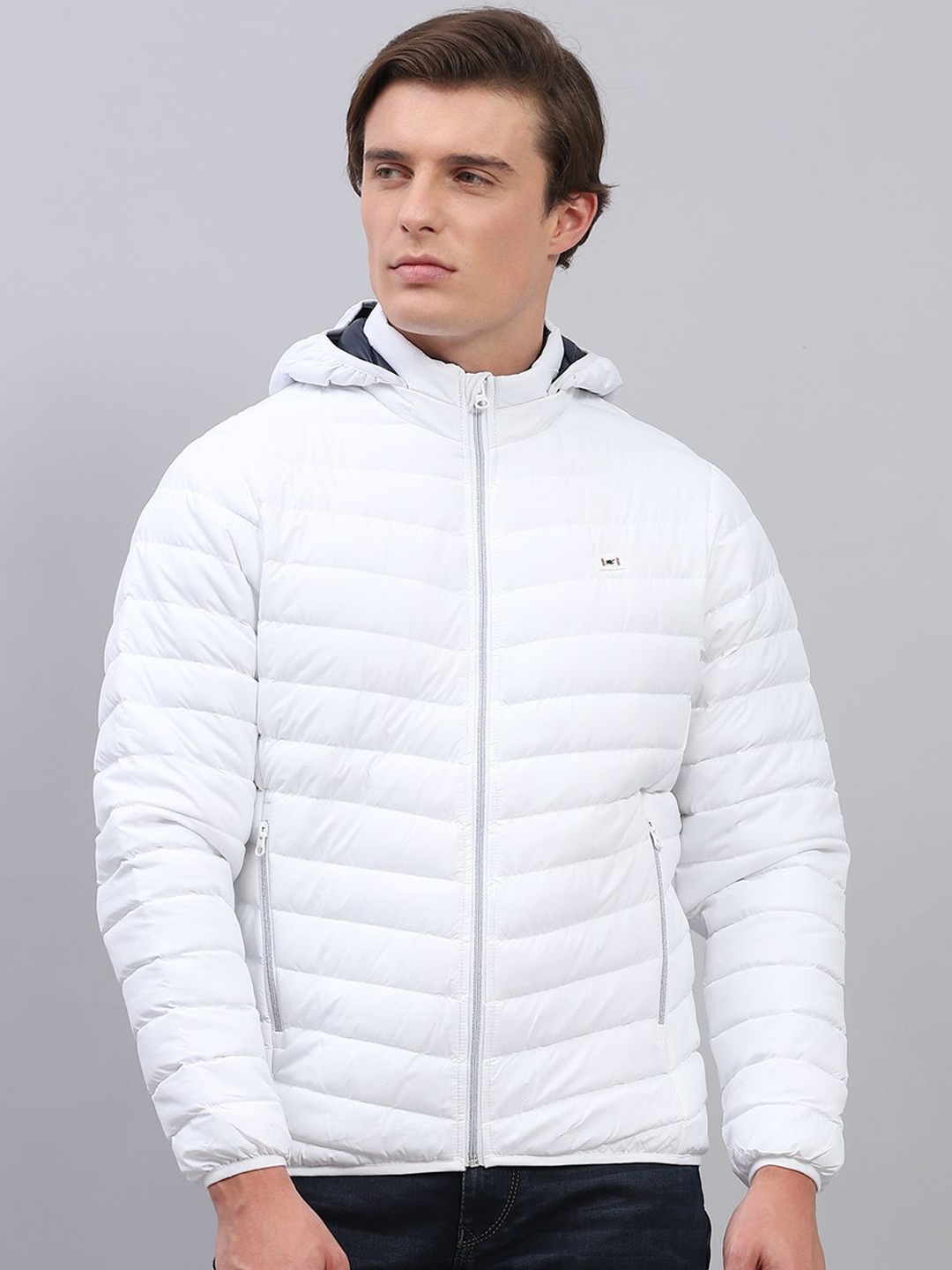 

Monte Carlo Men Hooded Solid Casual Puffer Jacket, White