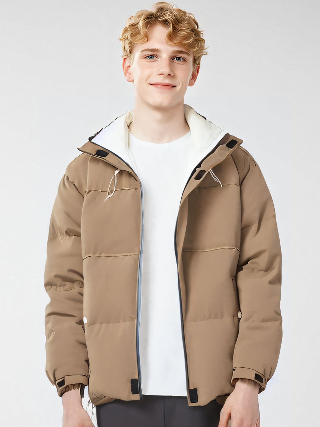 

StyleCast x Revolte Men Mock Collar Solid Casual Padded Jacket, Coffee brown