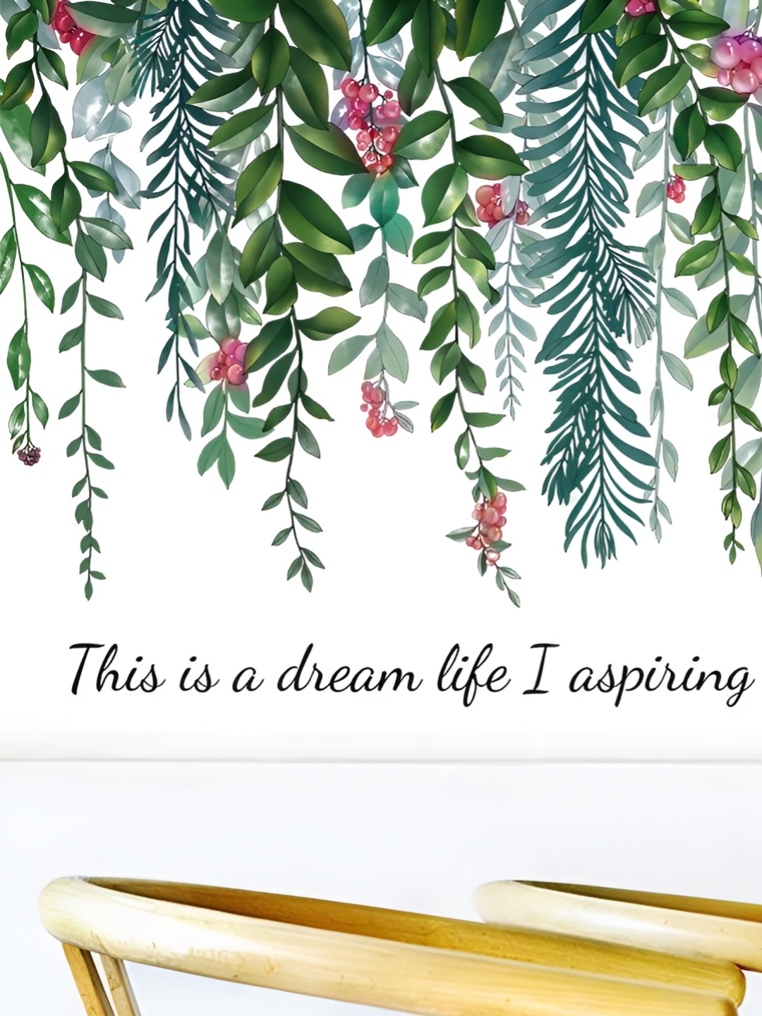 

Asian royal Green & Pink Flower & Leaf Printed Water Proof Wall Sticker