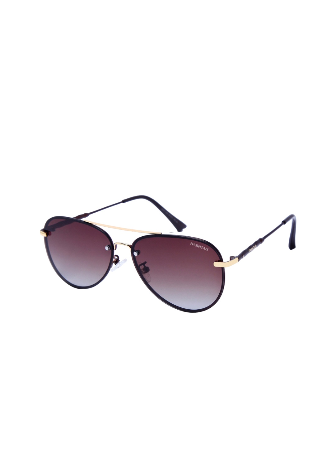 

HASHTAG EYEWEAR Unisex Aviator Sunglasses with Polarised & UV Protected Lens SGHT54_05_C3, Brown