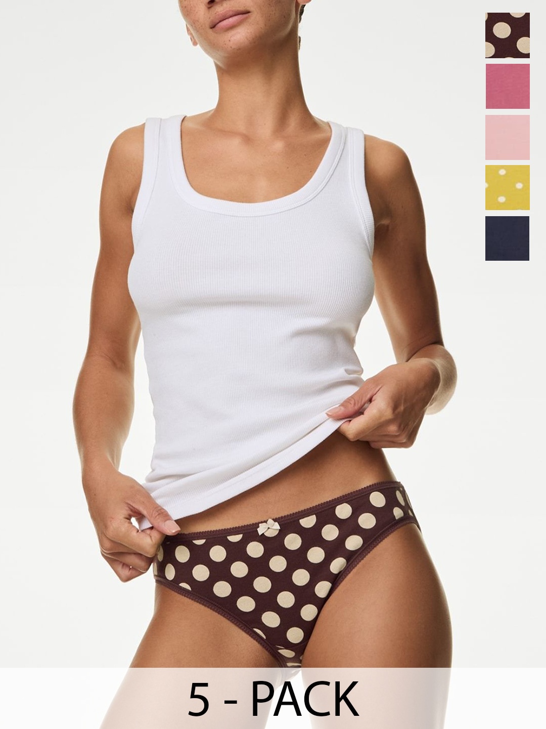 

Marks & Spencer Women Pack Of 5 Cotton Printed Mid-Rise Bikini Briefs, Rose