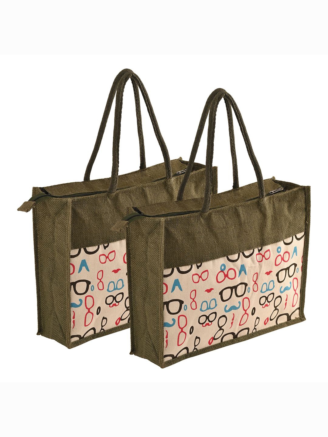 

Kuber Industries Unisex Pack Of 2 Graphic Printed Shopper Handheld Bags, Green