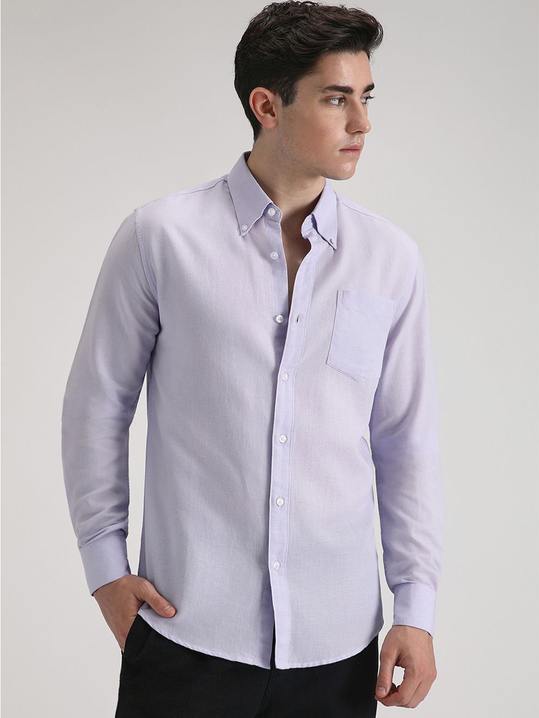 

Banana Club Men Classic Slim Fit Opaque Casual Shirt, Lavender