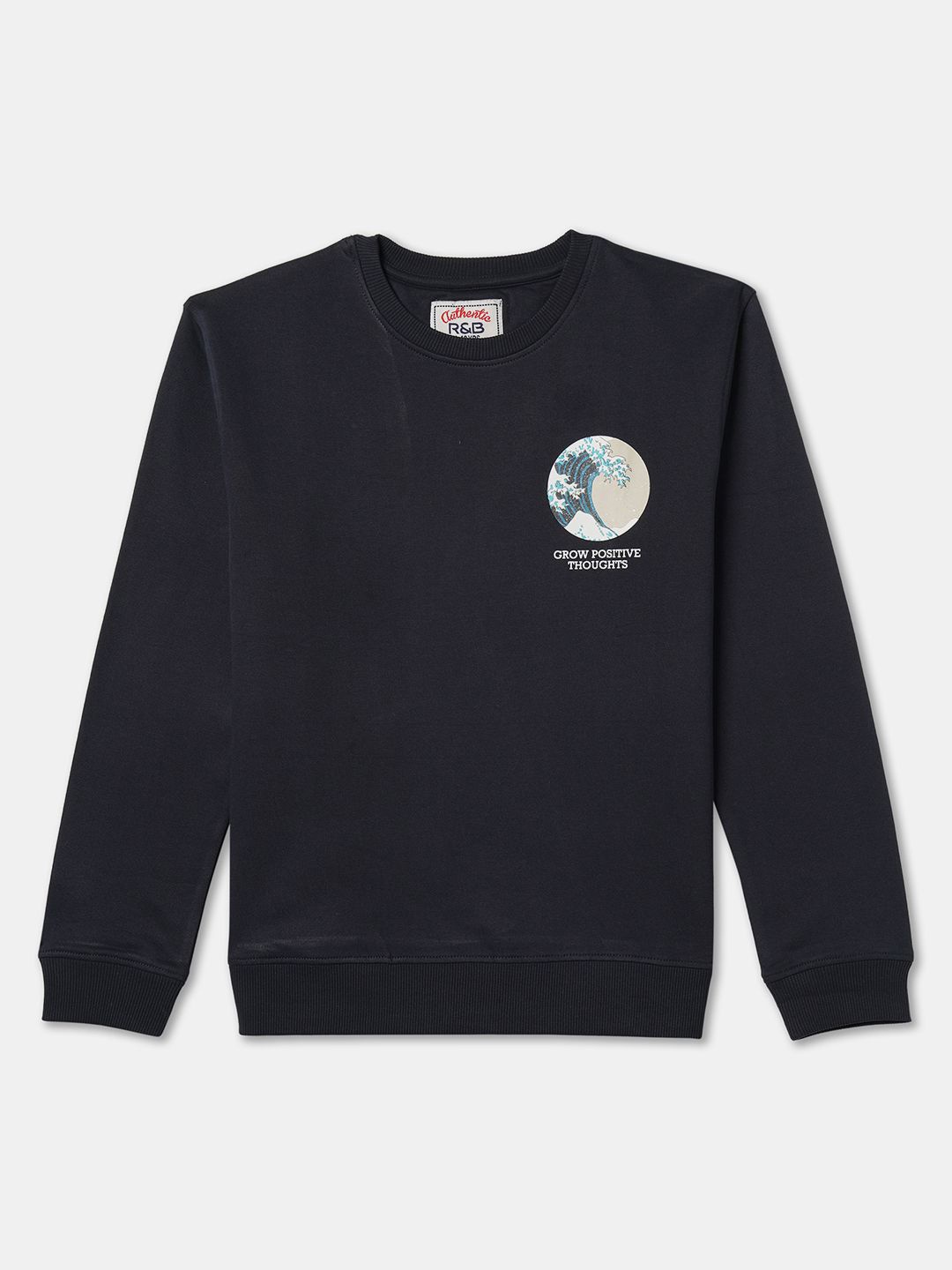

R&B Boys Round Neck Long Sleeves Pullover Sweatshirt, Blue
