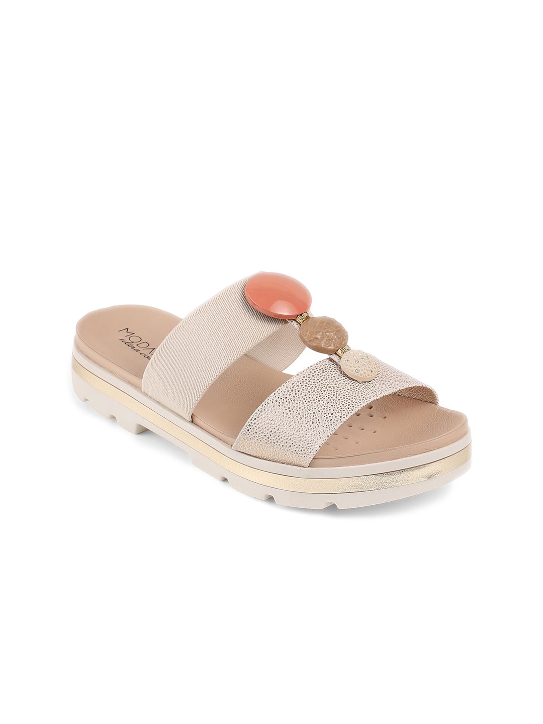 

MODARE Women Open Toe Flats, Rose gold