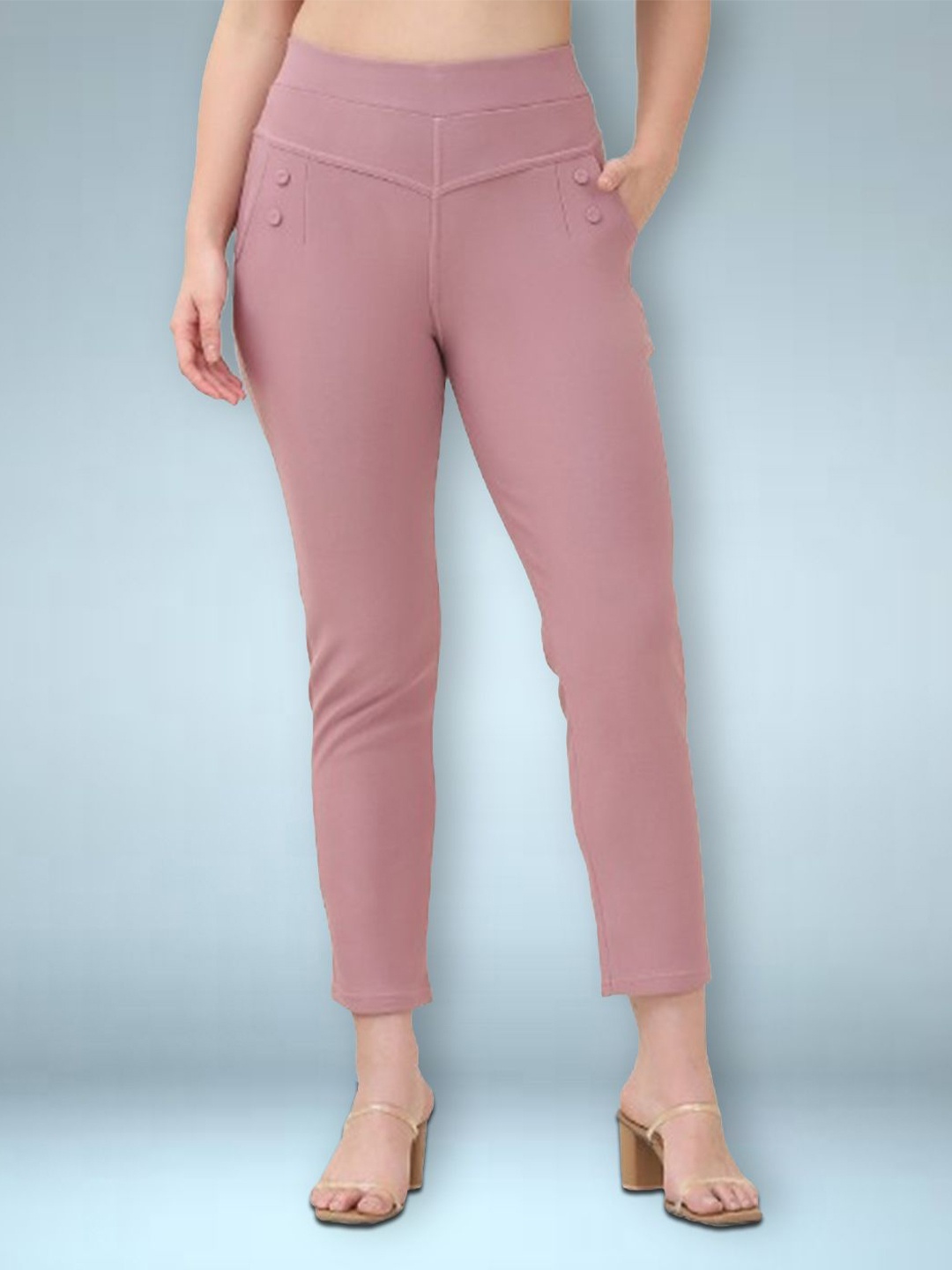 

Jinfo Women Skinny Fit Jeggings, Pink