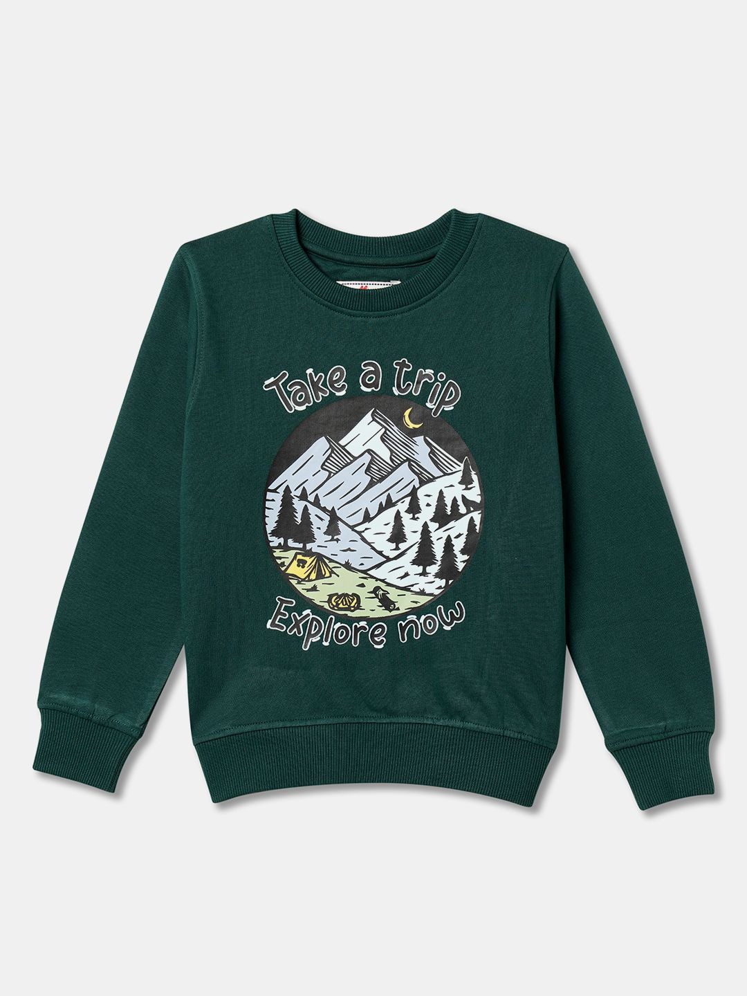 

R&B Boys Printed Cotton Sweatshirt, Green