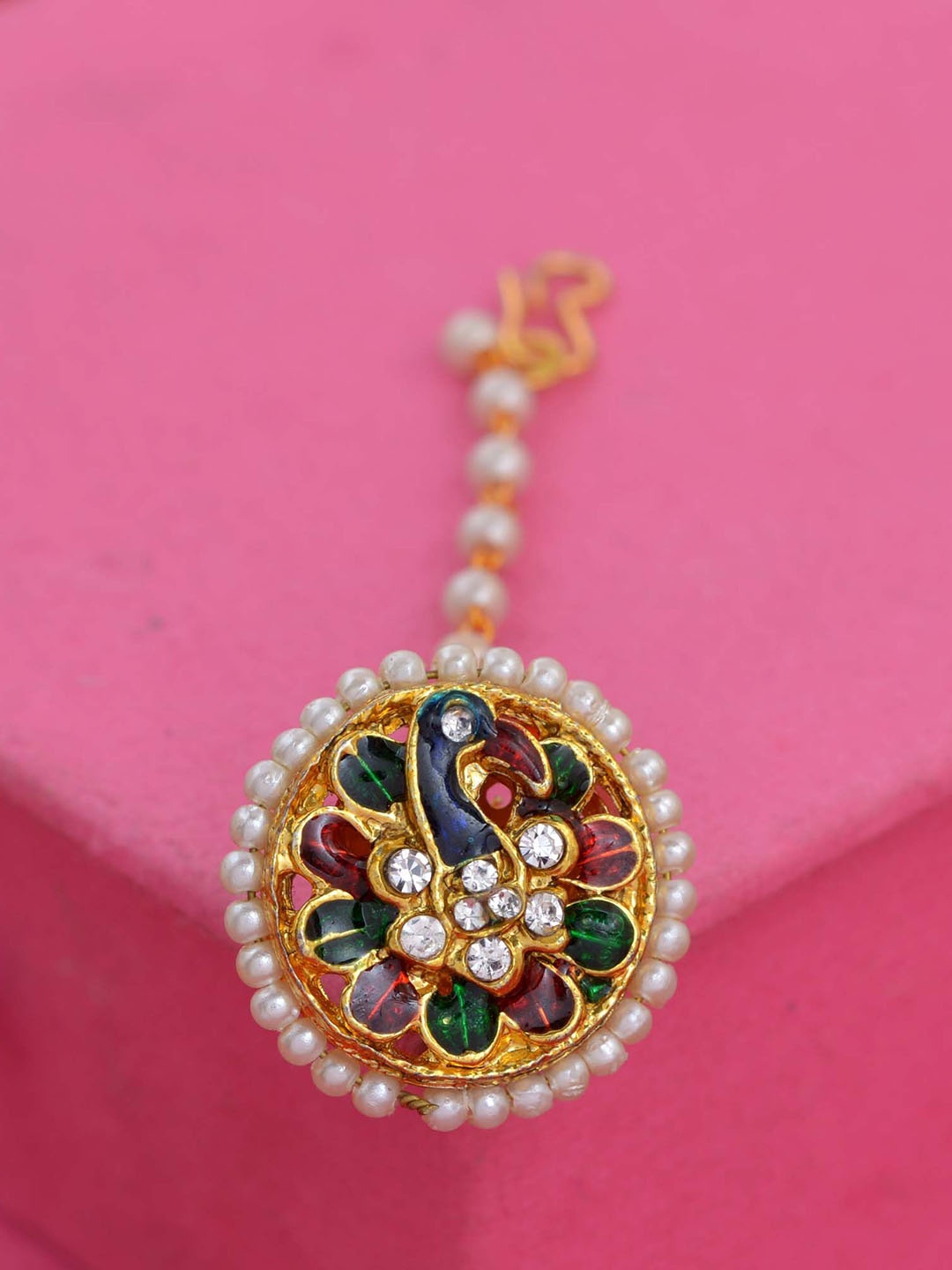 

MEMOIR Gold-Plated Quartz Studded Maang Tikka