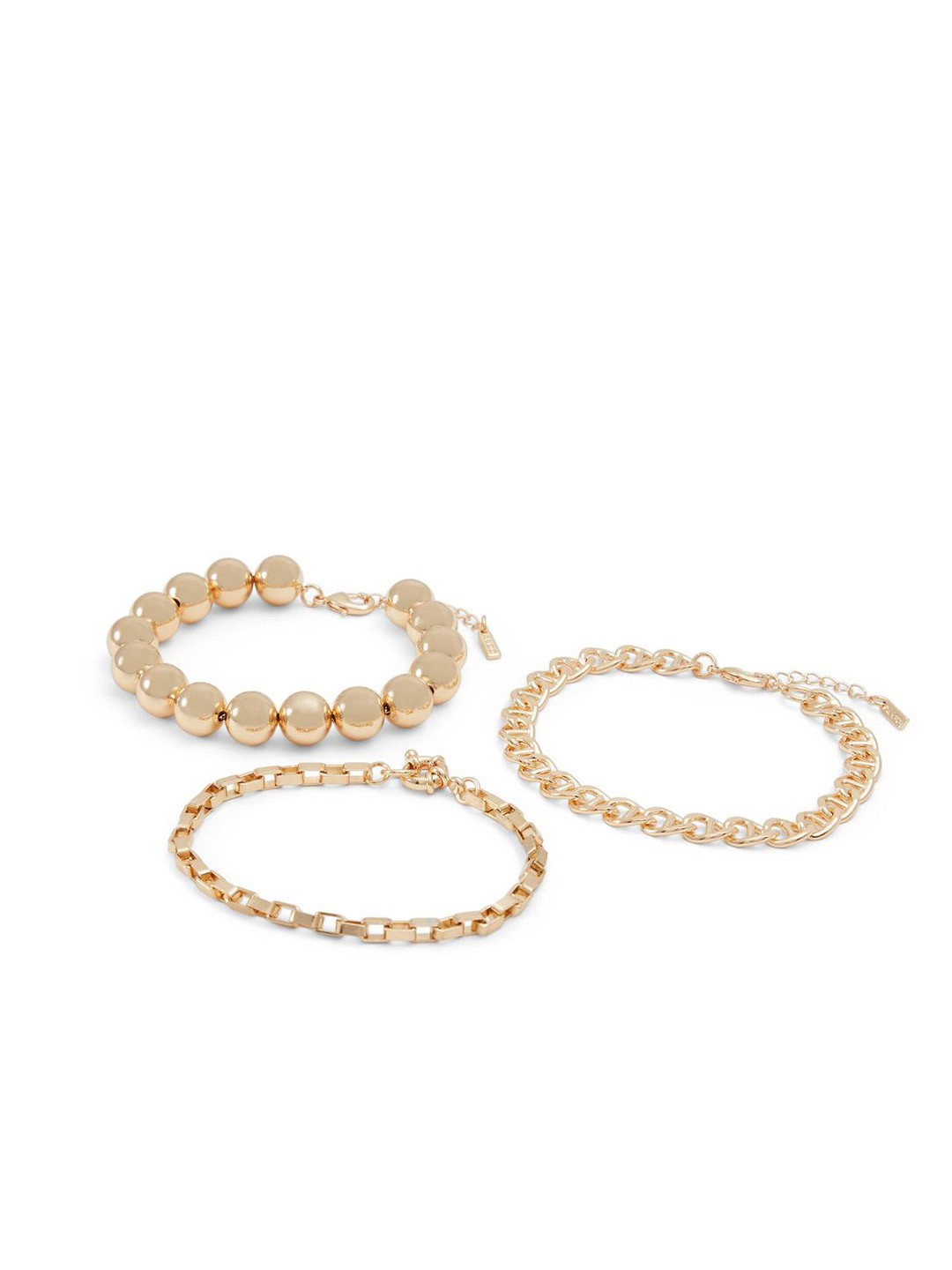 

ALDO Set Of 3 Brass-Plated Pearls Bangle-Style Bracelets, Gold