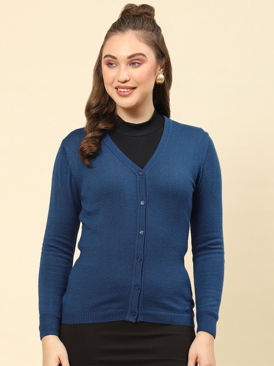 

Monte Carlo Women V-Neck Long Sleeves Cardigan, Teal