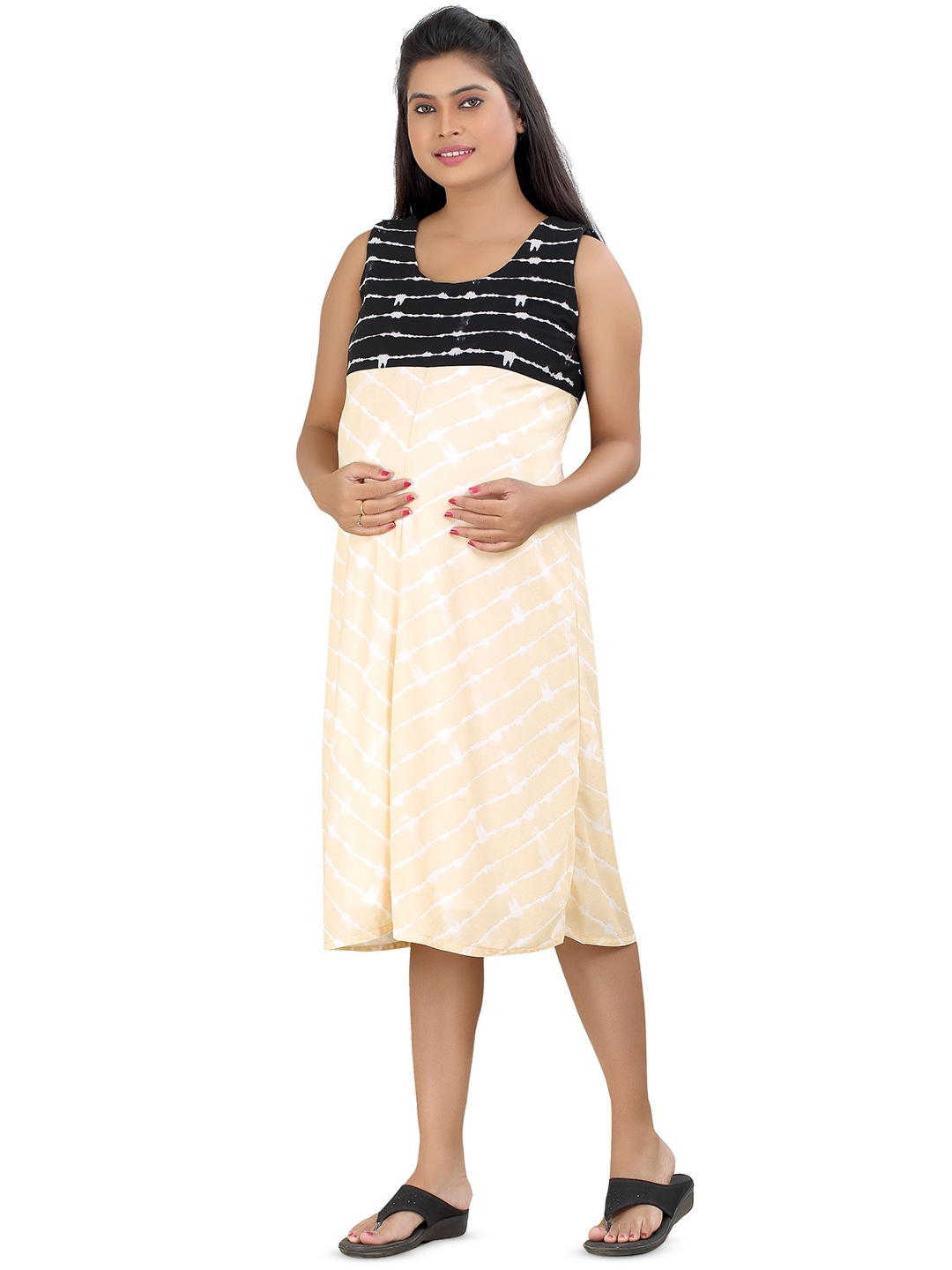 

Uzazi Printed A-Line Maternity Dress, Cream