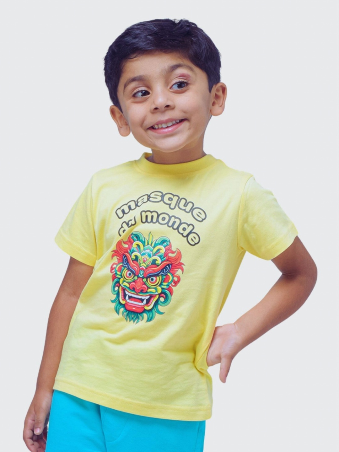 

allorio kids Boys Printed Pure Cotton T-shirt, Yellow
