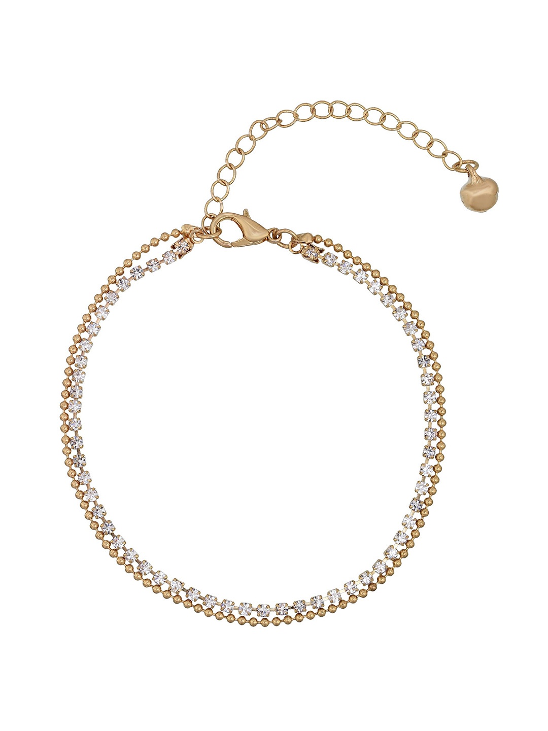 

MEMOIR Gold-Plated Cubic Zirconia Two Strand Stylish Link Bracelet