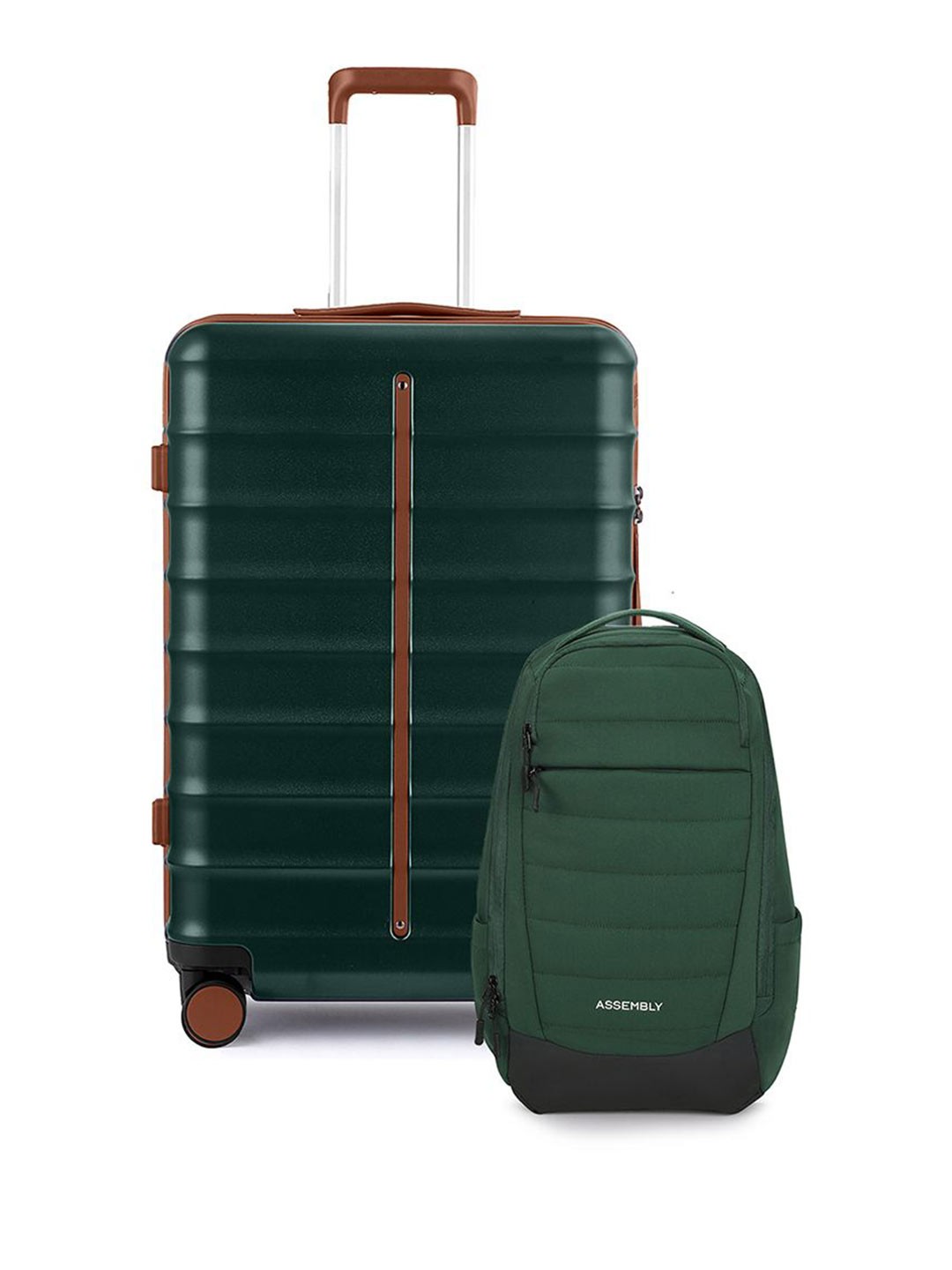 

Assembly Odyssey Set Of 2 Textured Hard-Sided Medium Trolley Bag & Laptop Bag, Green