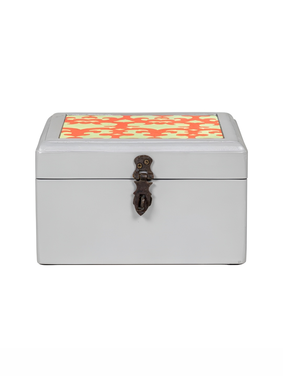 

Contrast Living Orange and White Geometric Printed Wooden Regular Jewellery Organiser