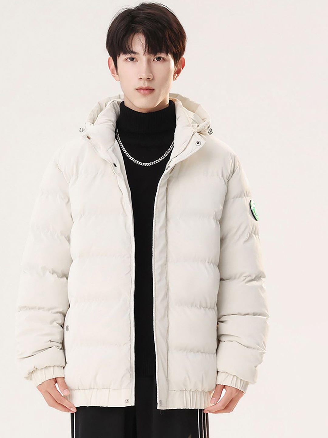 

StyleCast x Revolte Men Hooded Solid Casual Puffer Jacket, Off white