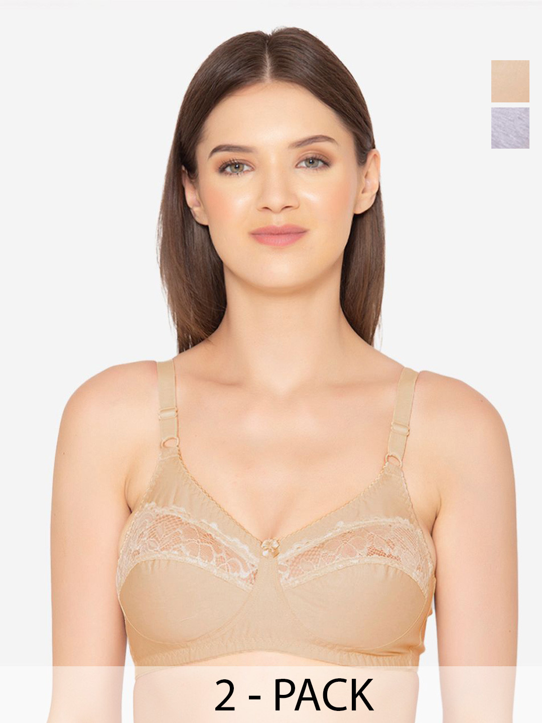 

GROVERSONS Women Pack of 2 T-Shirt Paris Beauty Bra Full Coverage, Grey melange