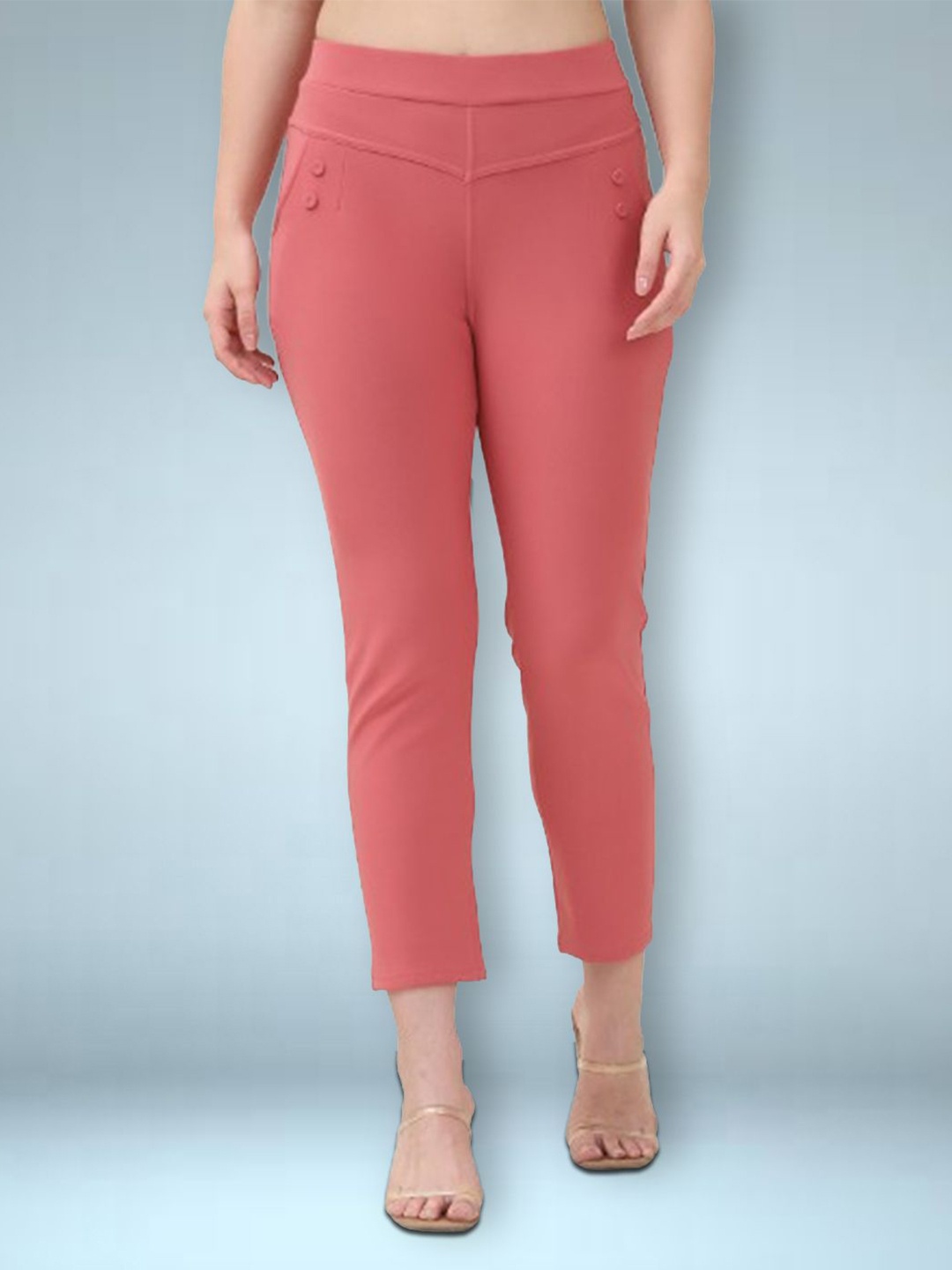

Jinfo Women Skinny Fit Jeggings, Peach