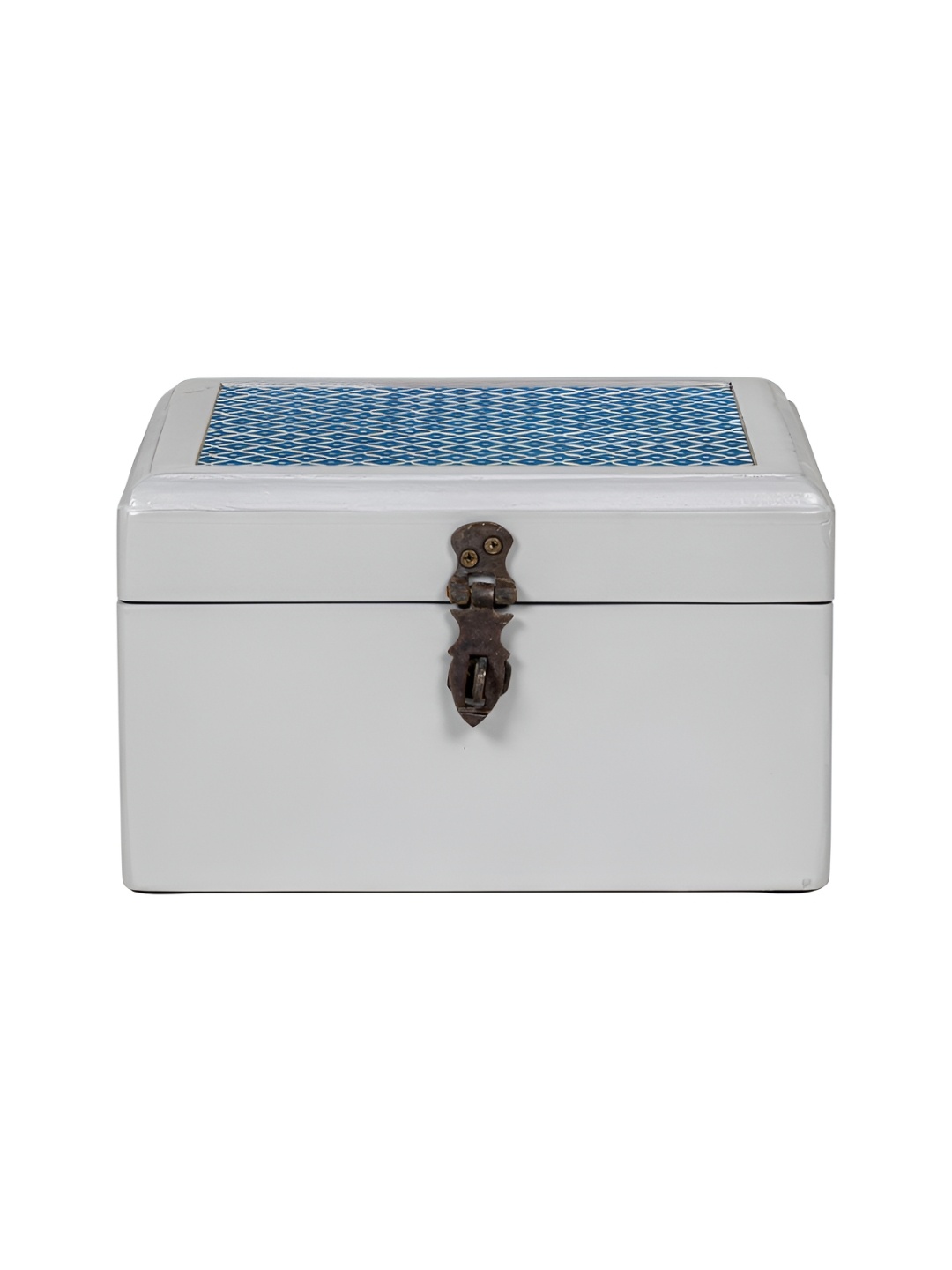 

Contrast Living Turquoise Blue Geometric Printed Wooden Regular Jewellery Organiser