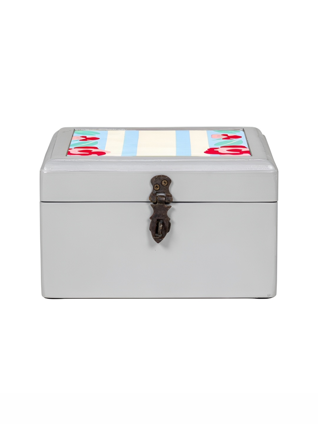

Contrast Living Grey and Red Geometric Printed Wooden Regular Jewellery Organiser