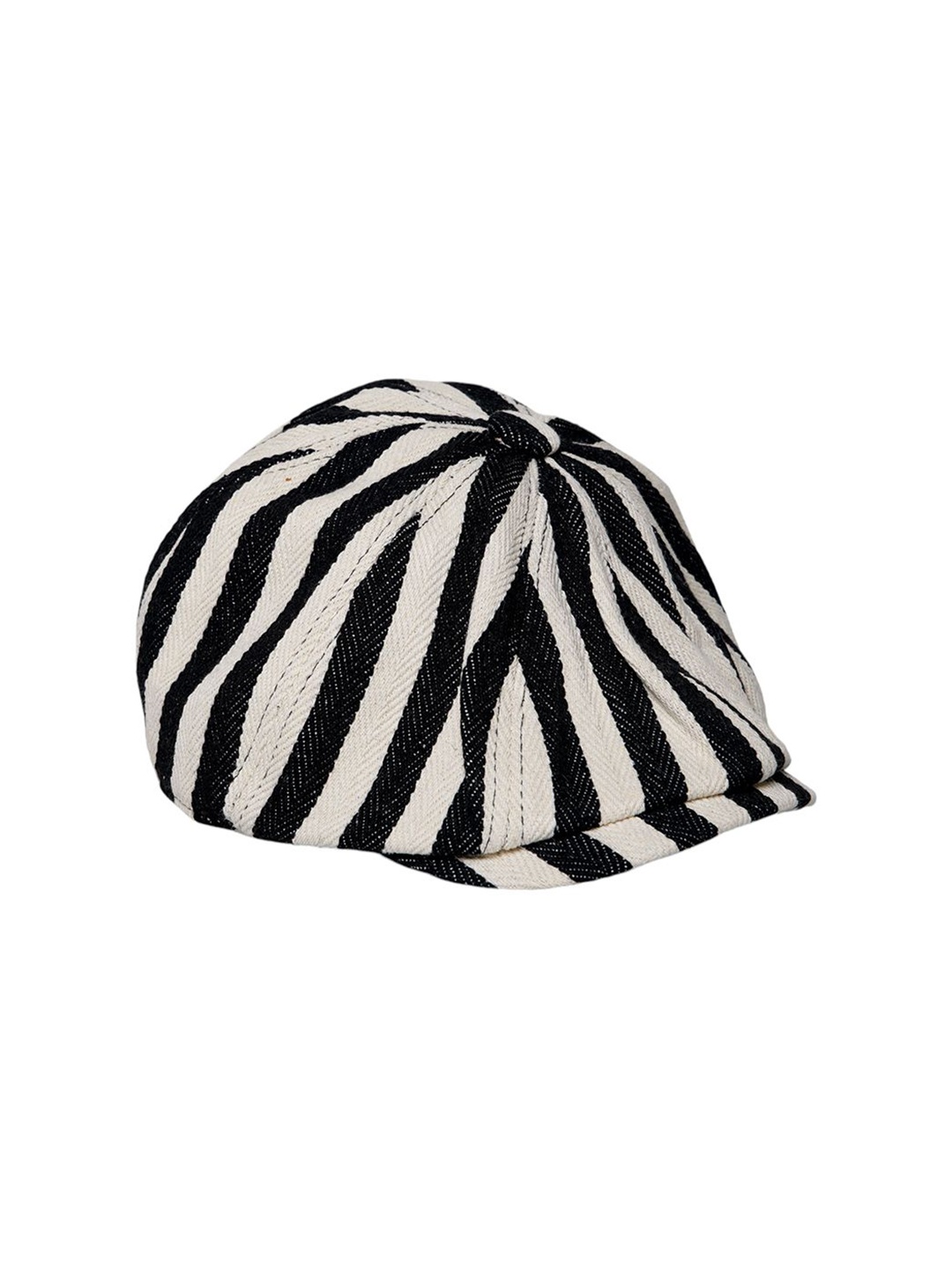 

CHOKORE Unisex Colourblocked Striped Linen Fashion Ascot Cap, Black
