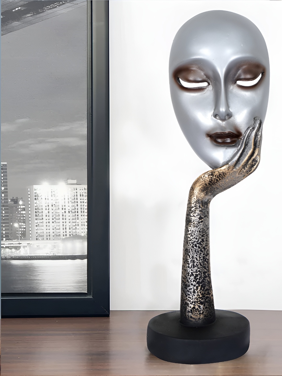 

Zart Silver-Toned Lady Face Polyresin Showpiece