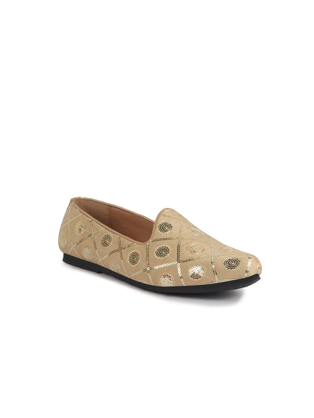 

FAUSTO Boys Sequin Ethnic Slip On Mojaris, Beige