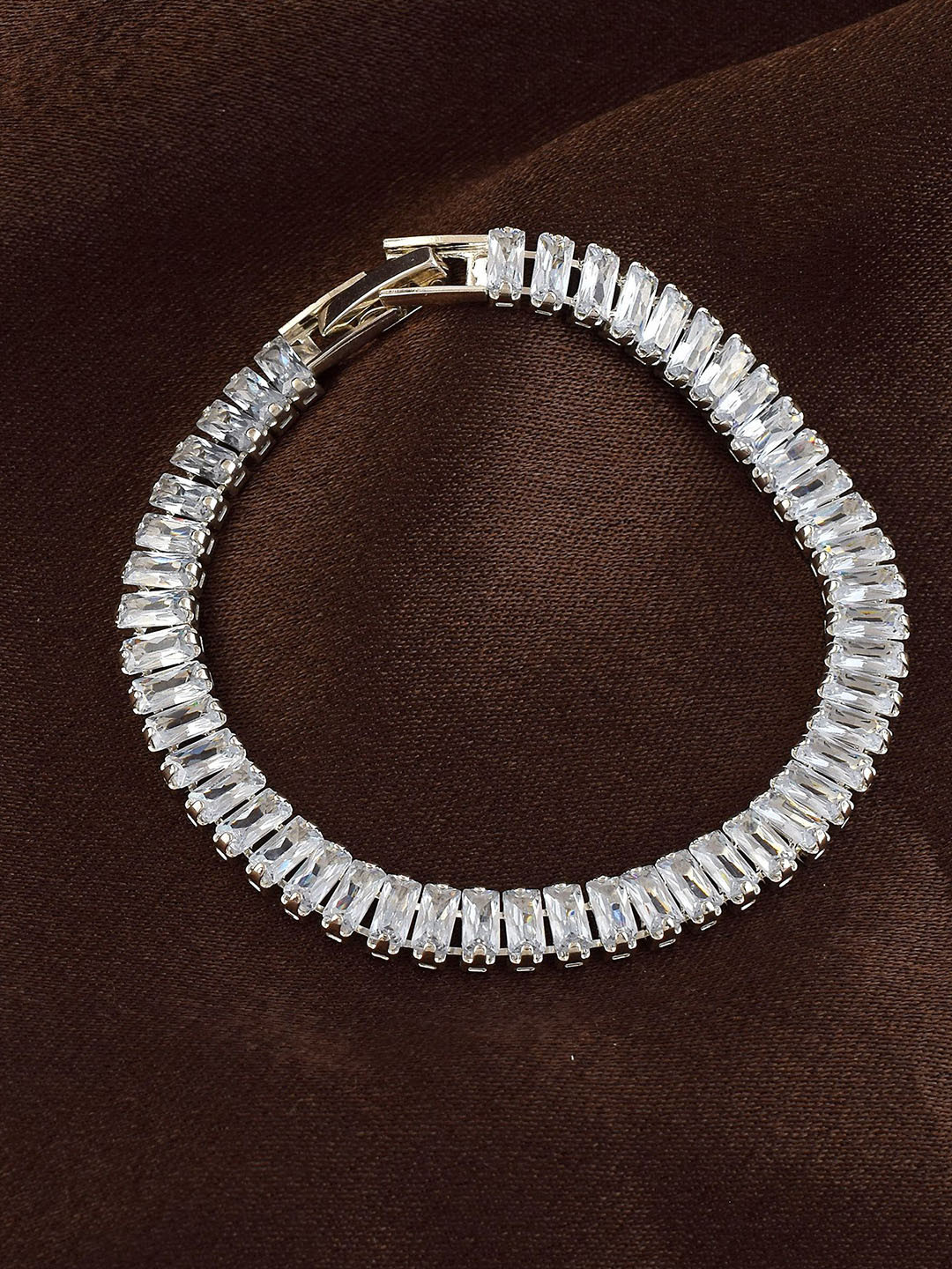 

MEMOIR Unisex Silver-Plated Cubic Zirconia Studded Wraparound Bracelet