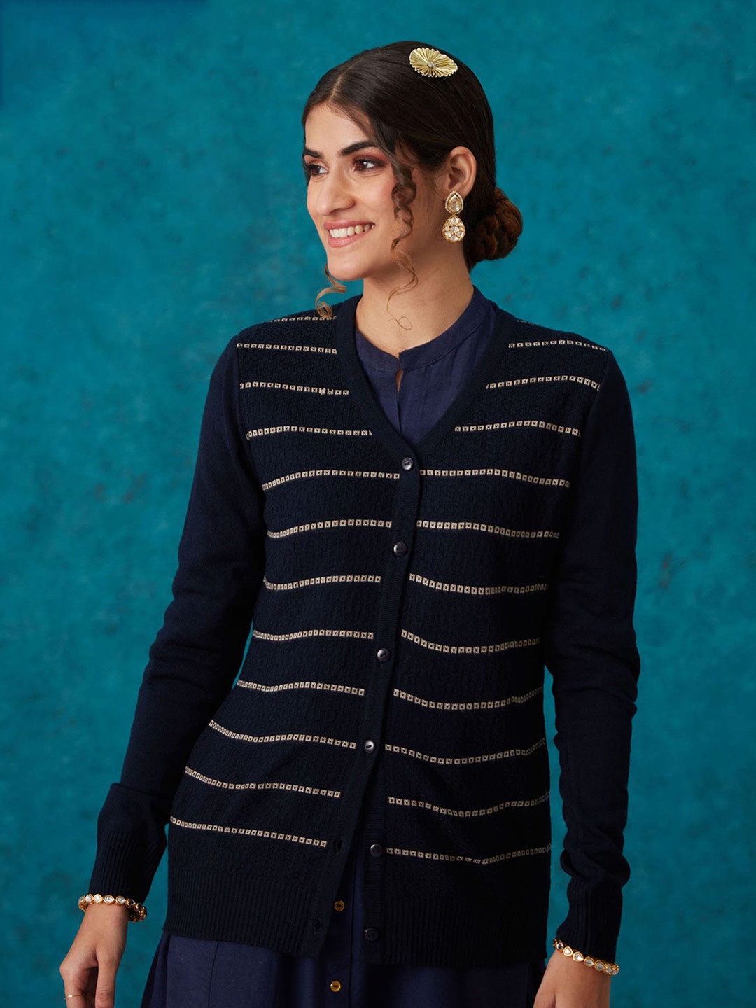 

Likha Women Winter Cardigans, Navy blue