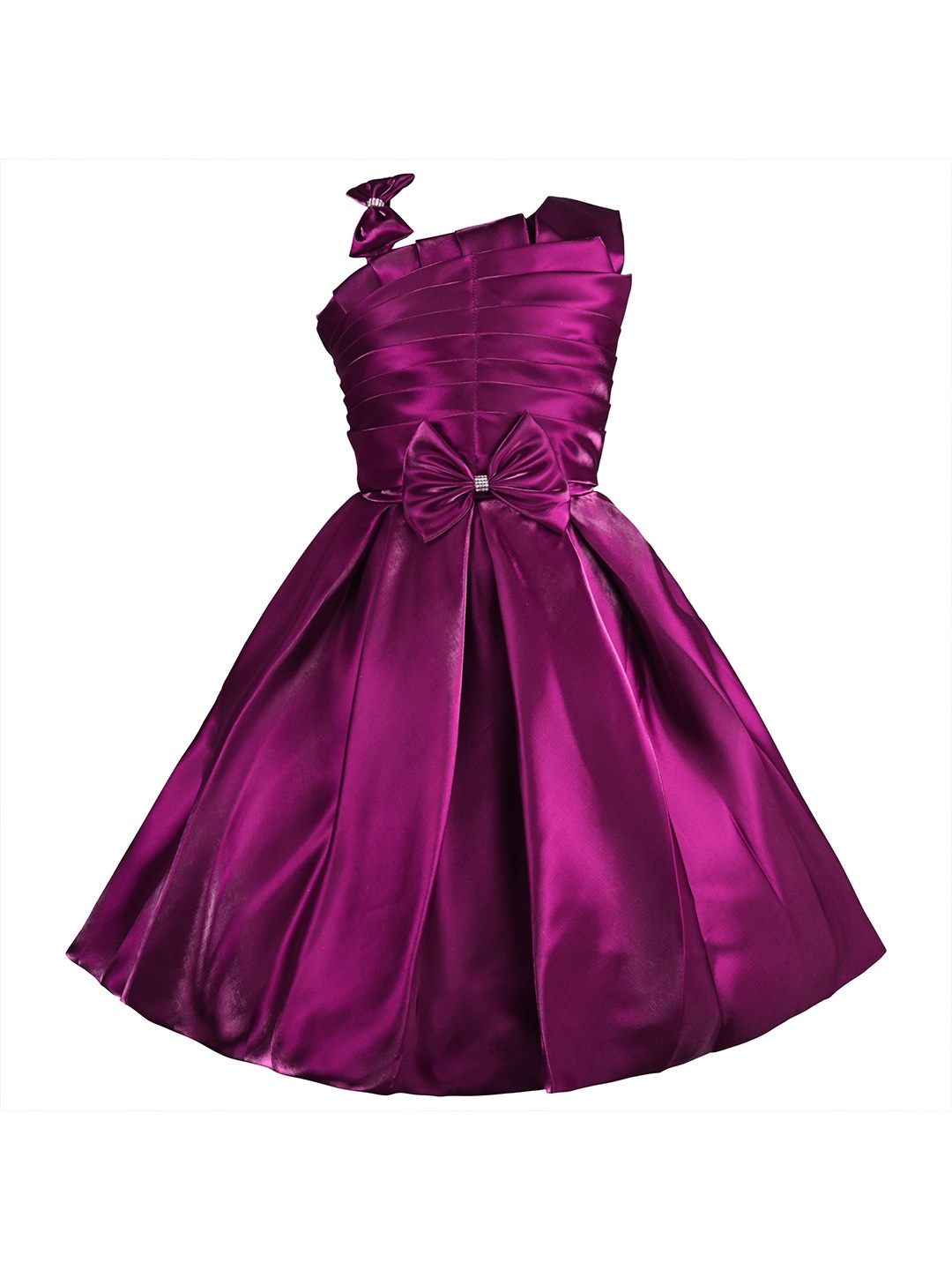 

Wish Karo Girls One Shoulder Satin Fit & Flare Dress, Purple