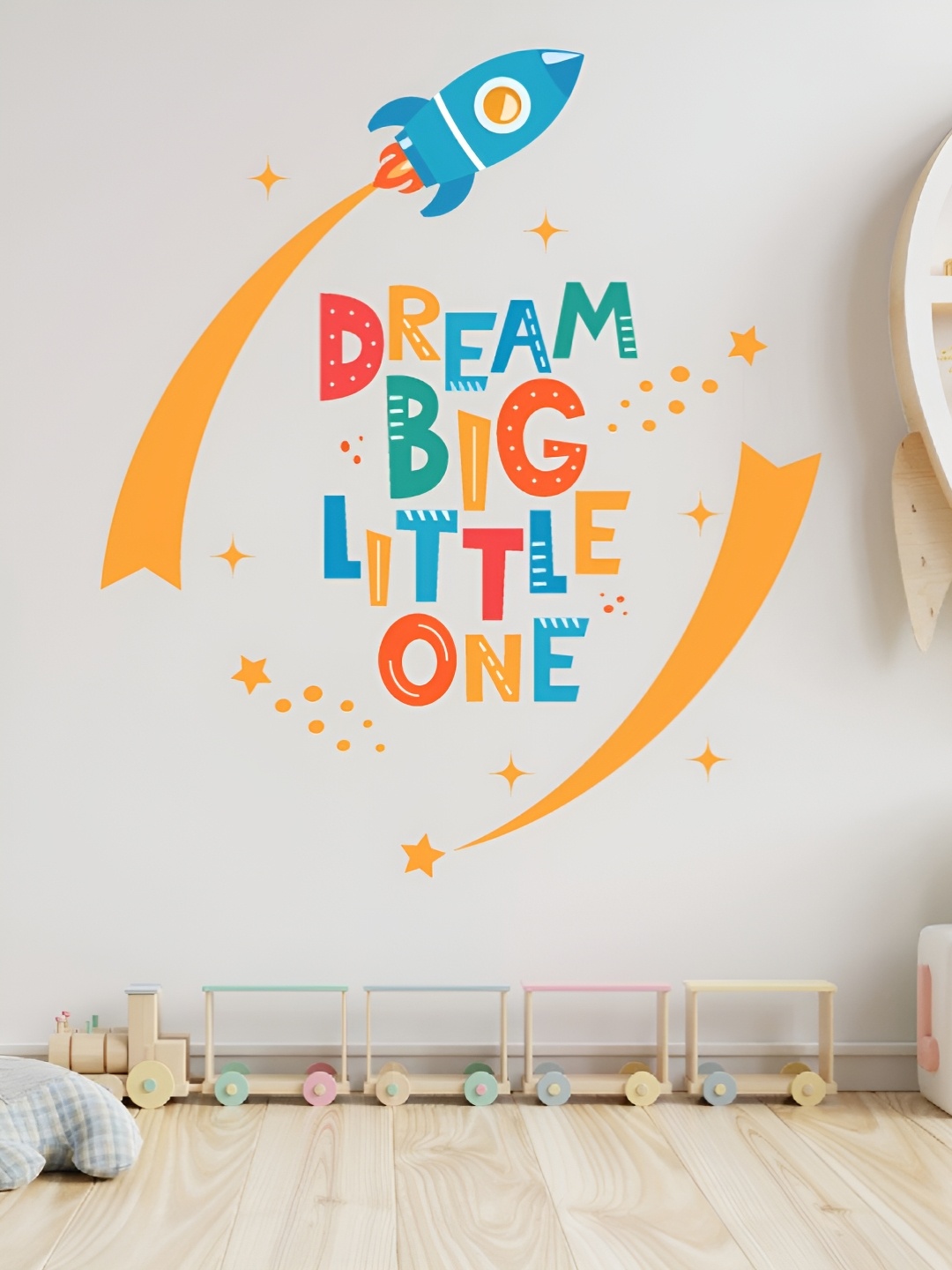 

Asian royal Orange Colored & Blue Printed Waterproof Wall Sticker
