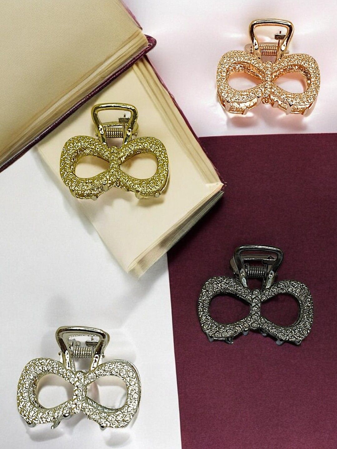 

9blings Women Set of 4 Claw Clip, Gold