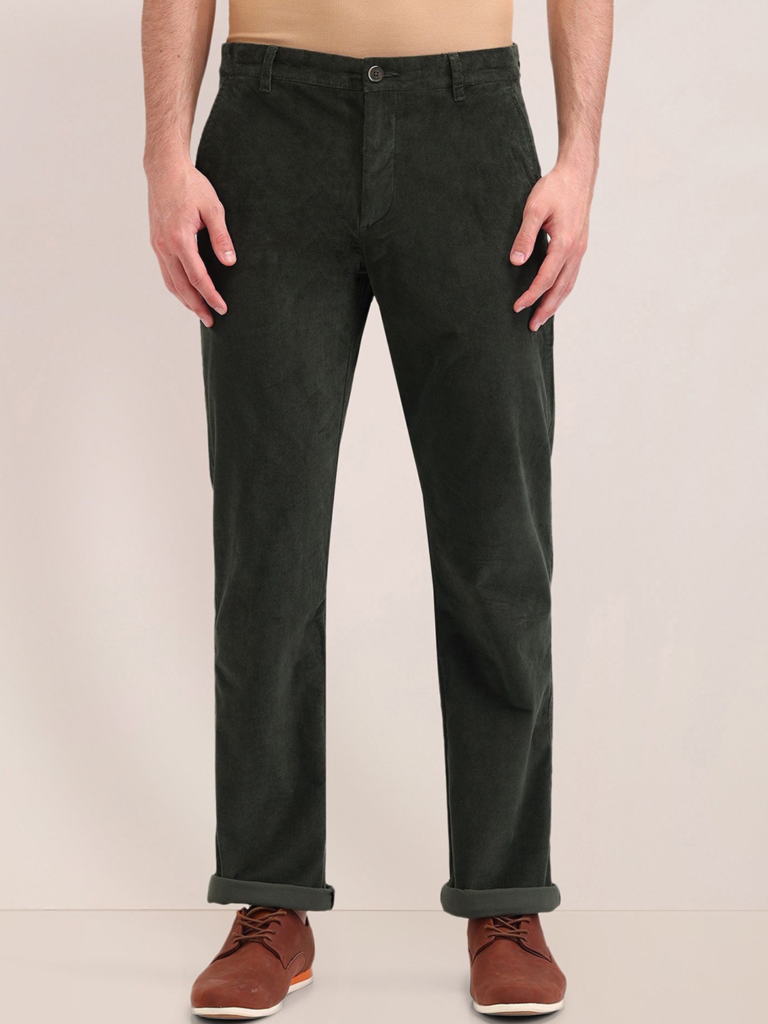 

U.S. Polo Assn. Men Cotton Bruce Straight Fit Chinos Trousers, Olive