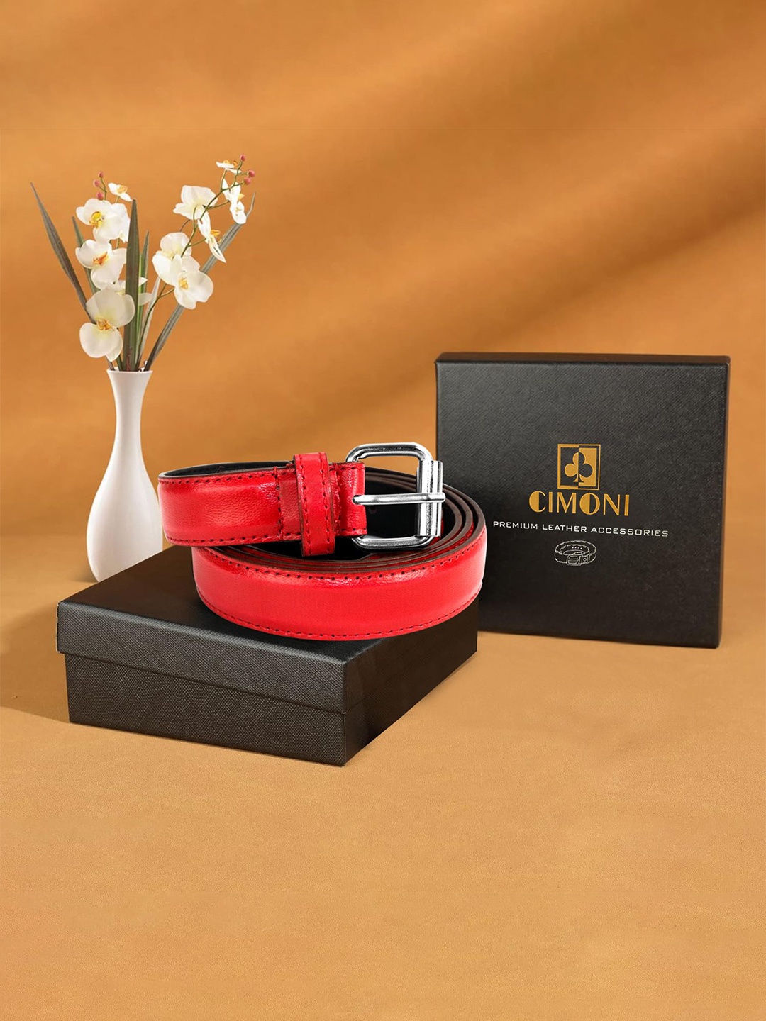 

CIMONI Women PU Formal Belt, Red