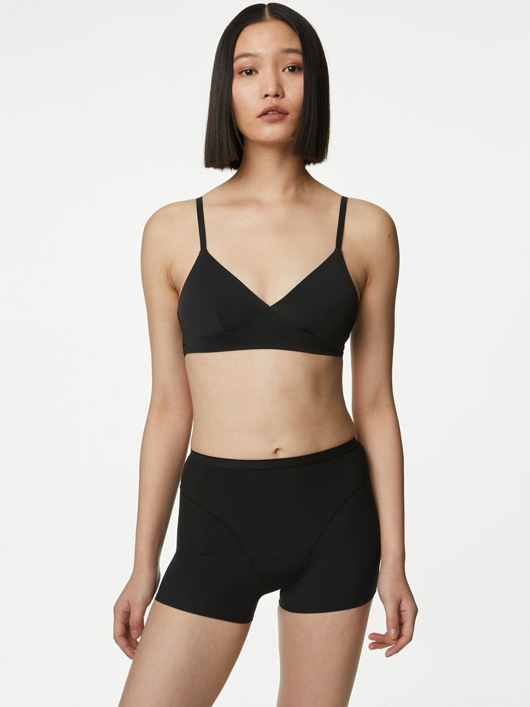 

Marks & Spencer Women Pack Of 2 Mid-Rise Boy Shorts Briefs T321544BLACK, Black