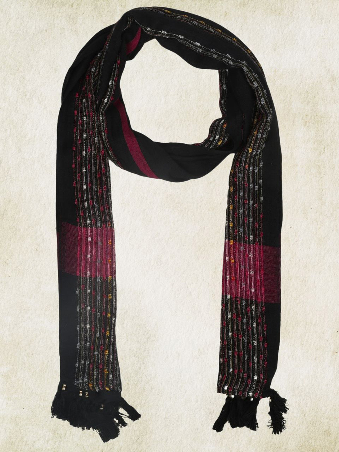 

Dupatta Bazaar Women Woven Design Stole, Black