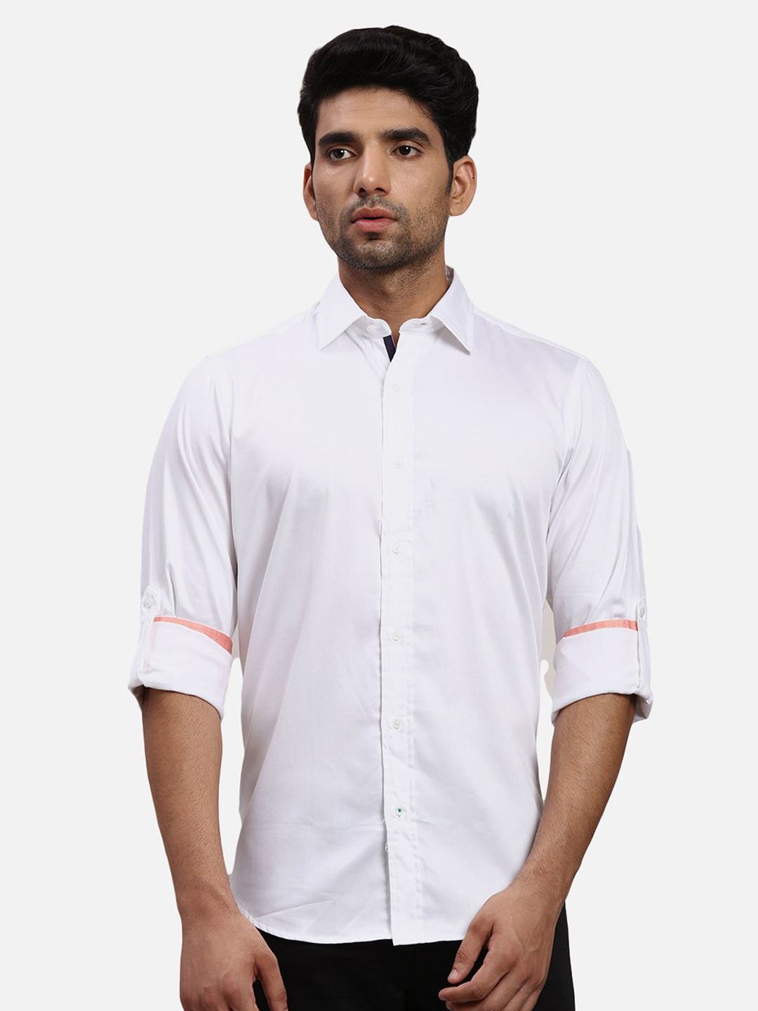 

ColorPlus Men Spread Collar Solid Cotton Casual Shirt, White
