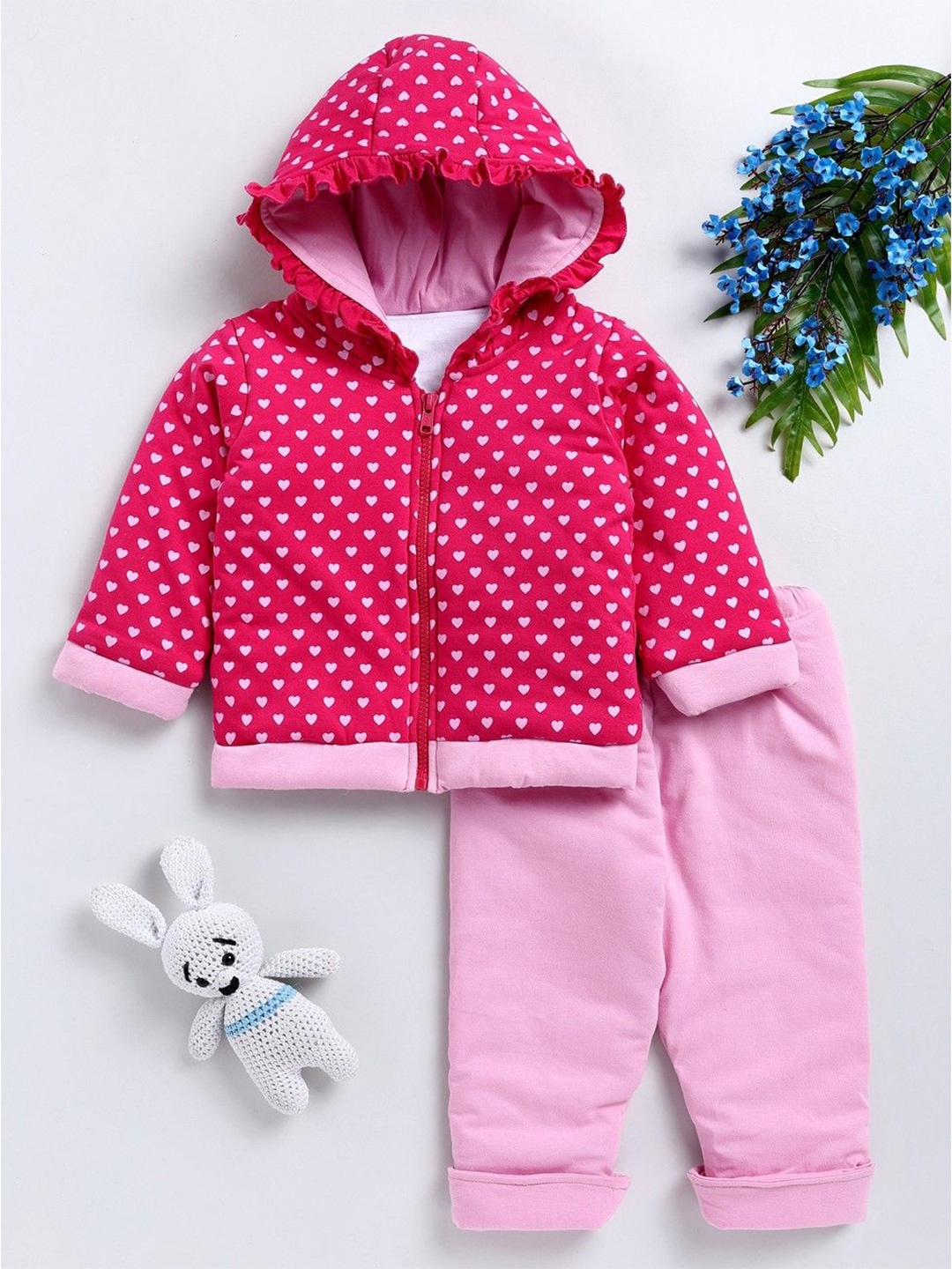 

MIMINO Kids Conversational Printed Hooded Sweatshirt, Pink