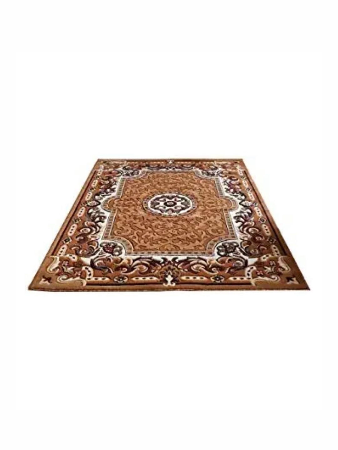

Samjeeda Handloom carpets Gold-Toned & Brown Floral Printed Anti-Skid Carpet