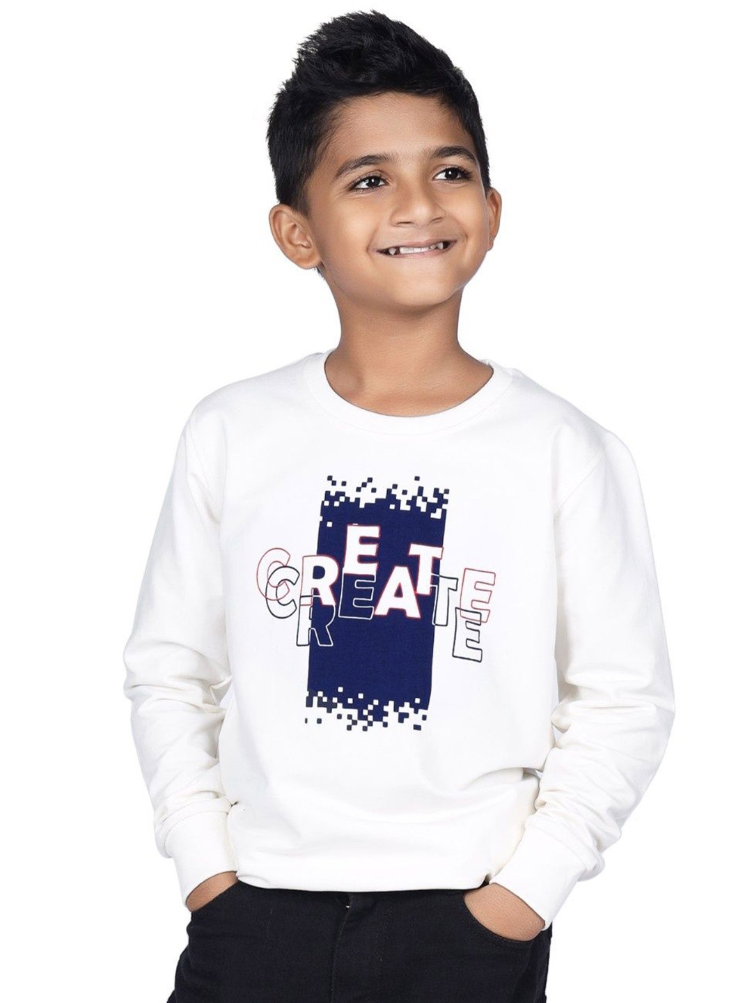 

CRAZYPENGUIN ELITE Boys Printed Long Sleeves Sweatshirt, White