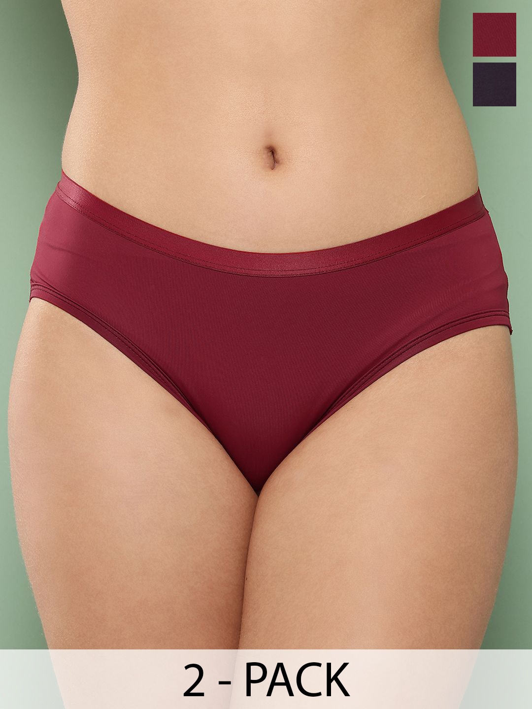 

Leading Lady Women Pack Of 2 Mid-Rise Hipster Briefs, Maroon