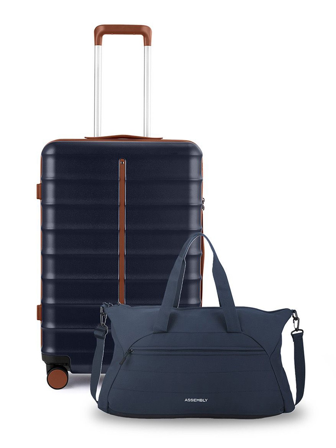 

Assembly Odyssey Set Of 2 Textured Hard-Sided Cabin Trolley Bag & Duffle Bag, Blue